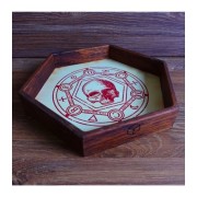QW DICE TRAY WOOD MACABRE