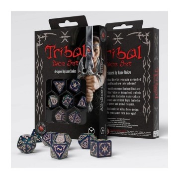 QW DICE TRIBAL SET BLUE GREEN BROWN (7)