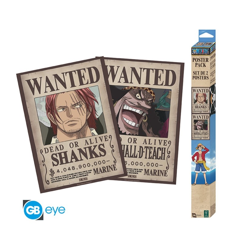 Póster Carteles de recompensa de Shanks y Barbanegra 52x38 One Piece - ABYstyle