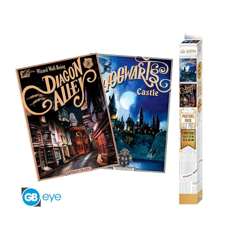Póster Hogwarts y Callejón Diagon retro 52x38 Harry Potter - ABYstyle