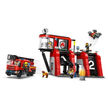 LEGO-60414 Parque de Bomberos con Camión de Bomberos
