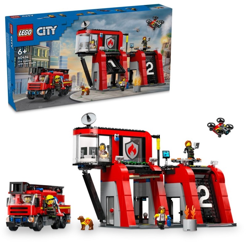 LEGO-60414 Parque de Bomberos con Camión de Bomberos