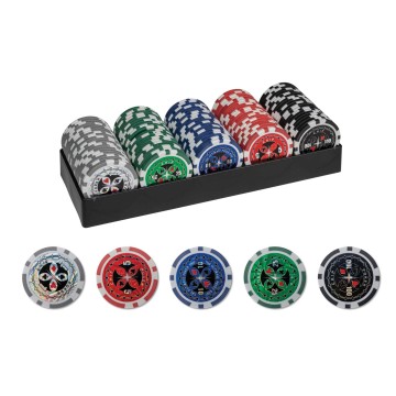 100 Poker Chips en soporte de plástico