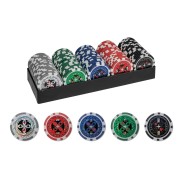 100 Poker Chips en soporte de plástico