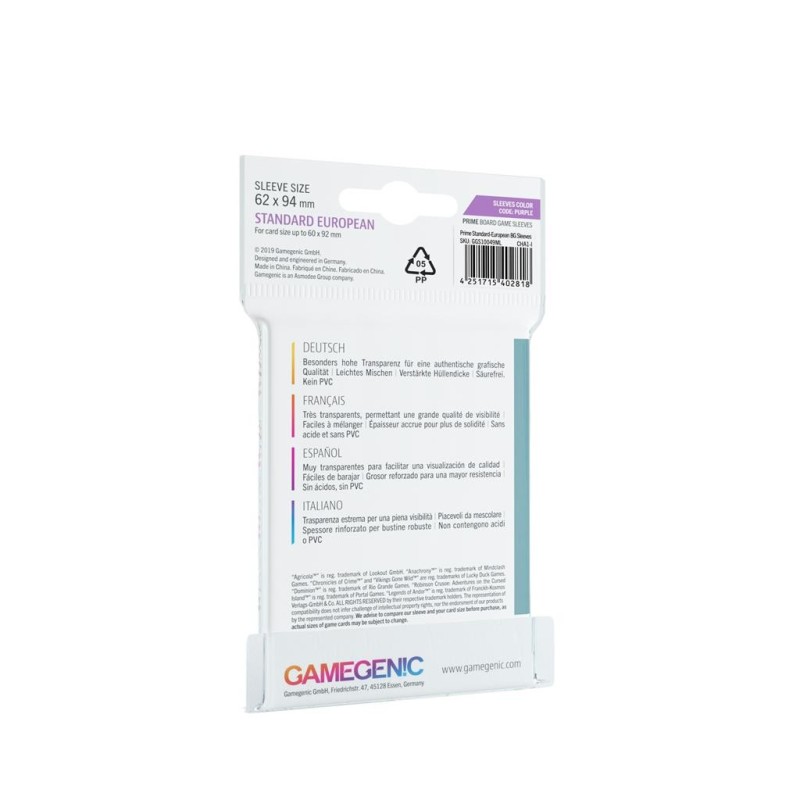 Prime Standard European-Sized Sleeves 62x94mm (50)