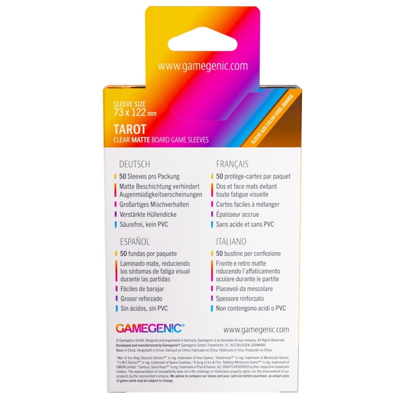 Board Game Sleeves Tarot Clear Matte