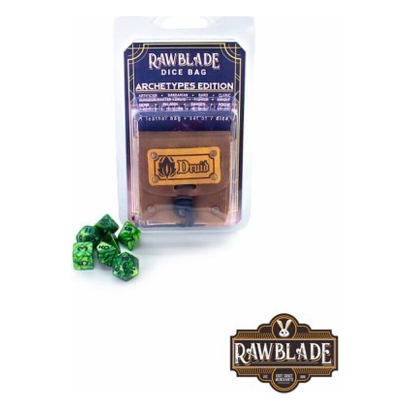 RAWBLADE DADOS + BOLSA DE CUERO DRUID (7)
