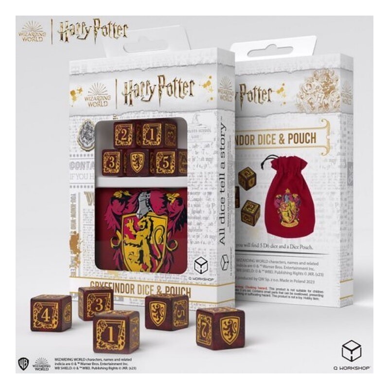 QW DADOS D6 + BOLSA HARRY POTTER GRYFFINDOR
