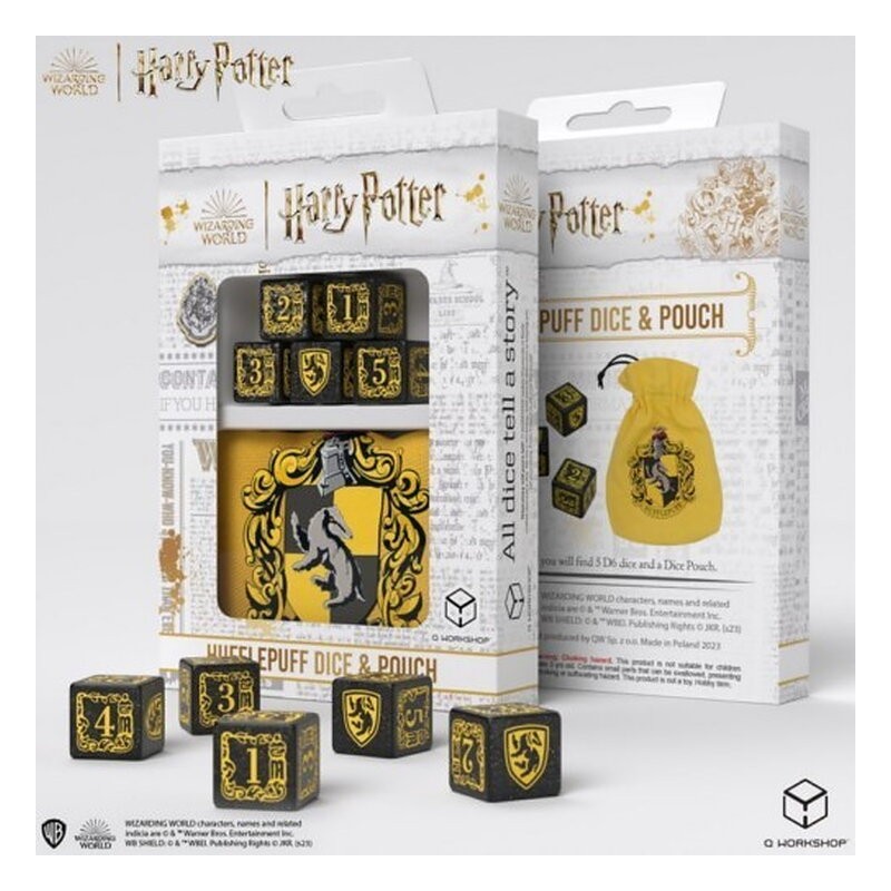 QW DADOS D6 + BOLSA HARRY POTTER HUFFLEPUFF