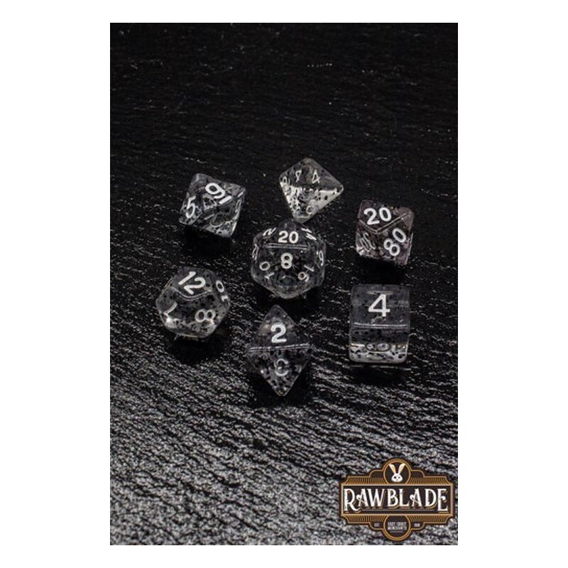 RAWBLADE TRANSPARENT GLITTER SET DADOS BLACK (7)