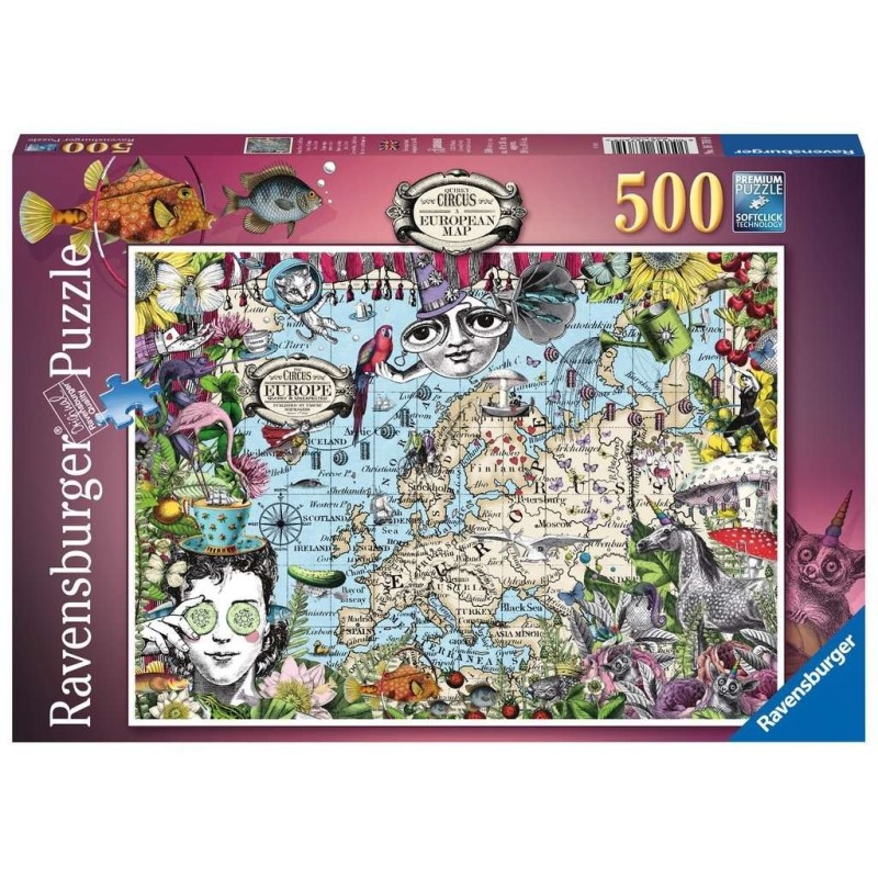 Puzzle 500 Pz: Mapa europeo, Circo peculiar