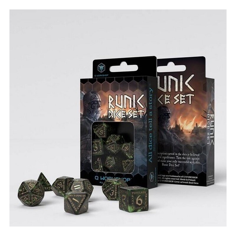 QW DADOS SET RUNIC VERDE Y DORADO (7)