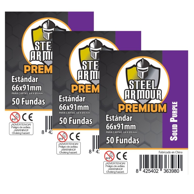 Caja 100 paquetes de 50 fundas Opacas moradas (66x91mm) --50% desc.-- (46064)