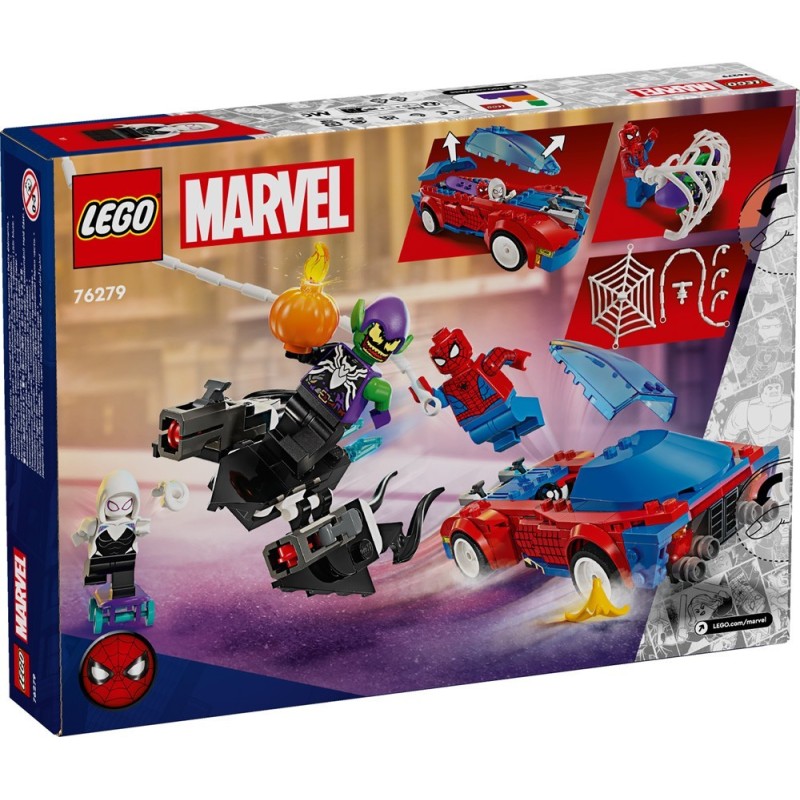 LEGO-76279 Coche de Carreras de Spider-Man y Duende Verde Venomizado