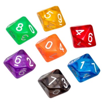 Bolsa dados transparentes 10 caras (50)