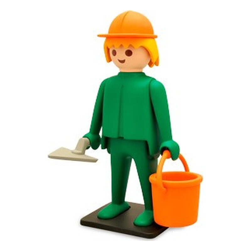 OBRERO DE LA CONSTRUCCION ESTATUA RESINA 25 CM PLAYMOBIL COLLECTOYS
