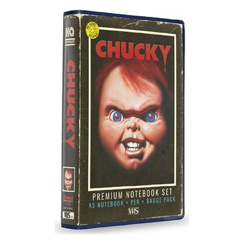 CHUCKY SET PAPELERIA VHS (LIBRETA, CHAPAS Y BOLIGRAFO) CHUCKY
