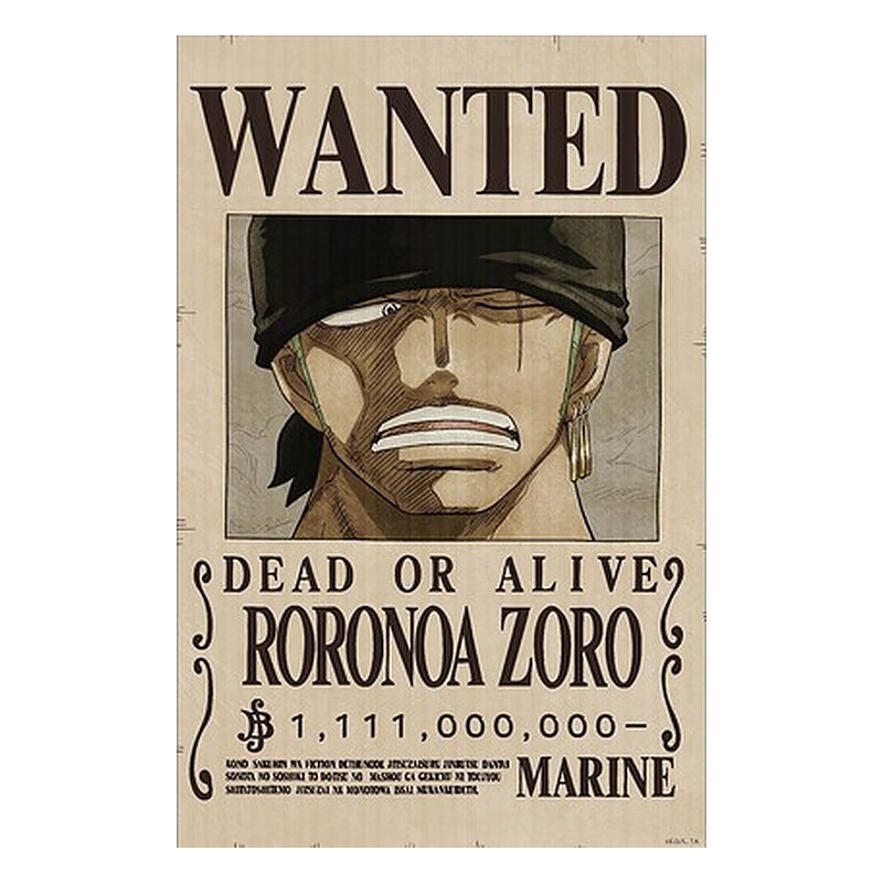 WANTED ZORO EGGHEAD POSTER 3D ONE PIECE