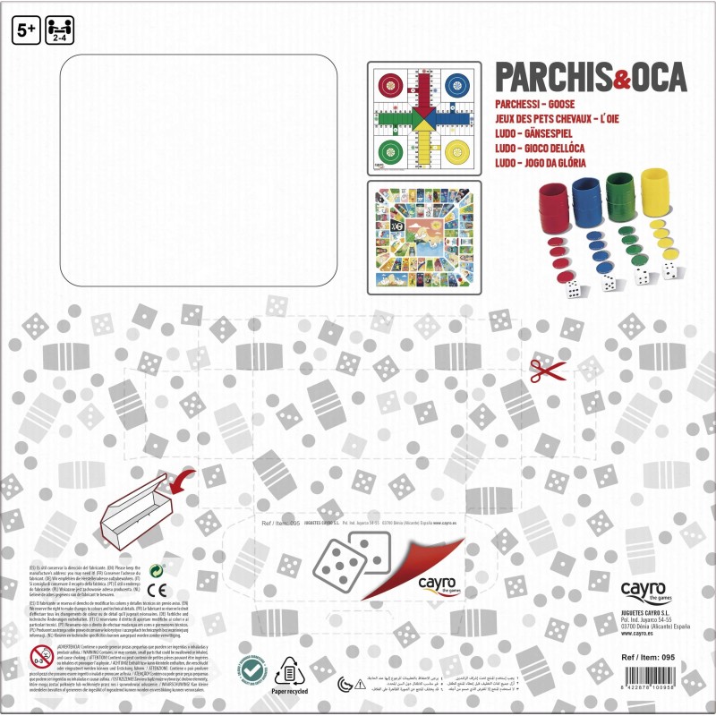 Tablero Parchís-Oca Madera Con Acc 40x40 Cm