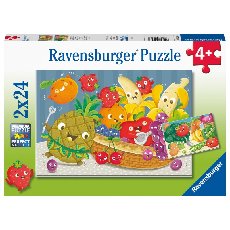Puzzle 2x24 pz: Alegría de frutas y verduras